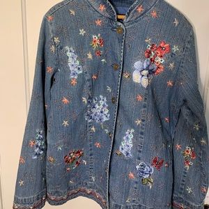 Vintage Embroidered Denim Jean Jacket